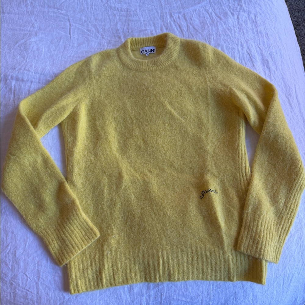 Ganni Vibrant Yellow Crew Neck Sweater